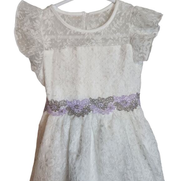 Laura Ashley 3T Formal Lace Overlay Dress with Purple Sash - Picture 2 of 5